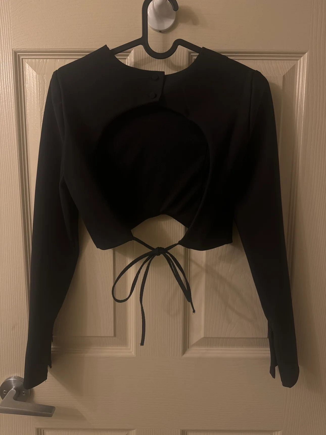 Zara Black fitted Open back crop top image indicator(2)