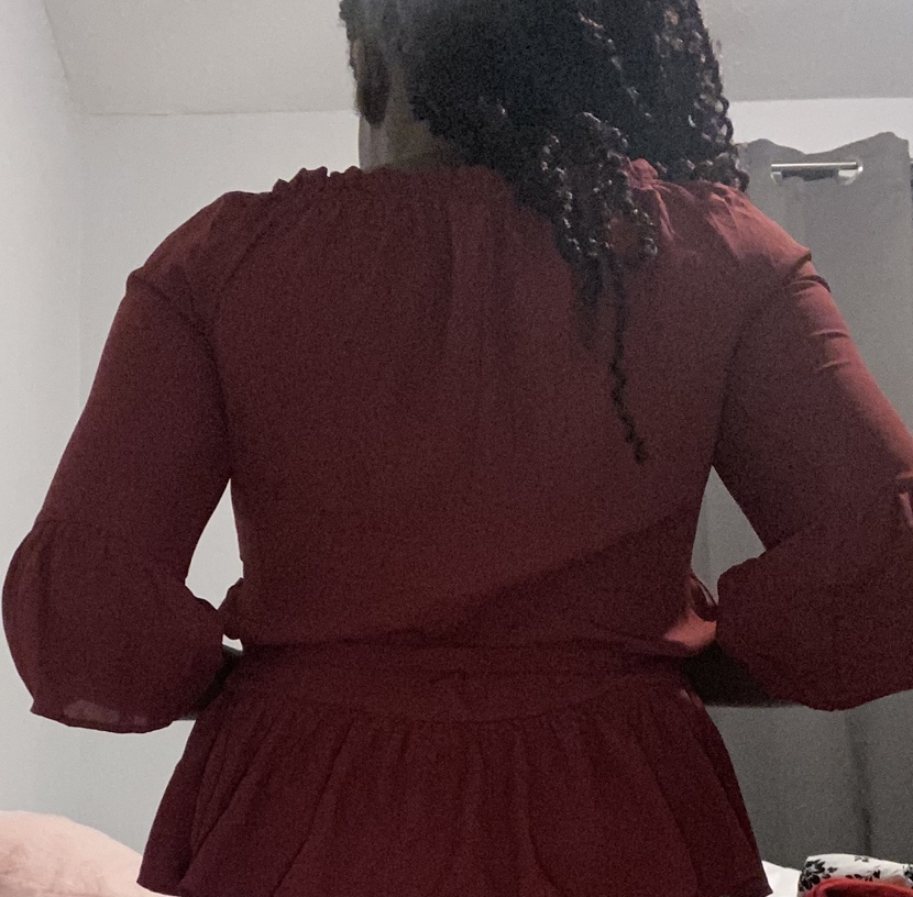 Burgundy Off-The-Shoulder Top with Bell Sleeves