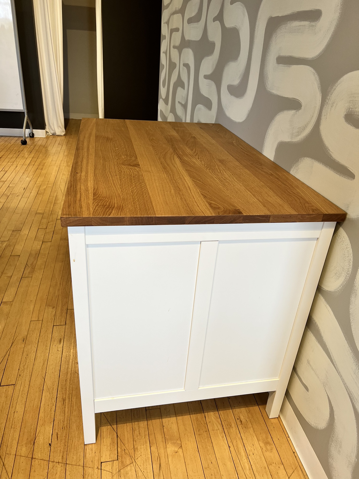 White Kitchen Island with Butcher Block Top - photo 2