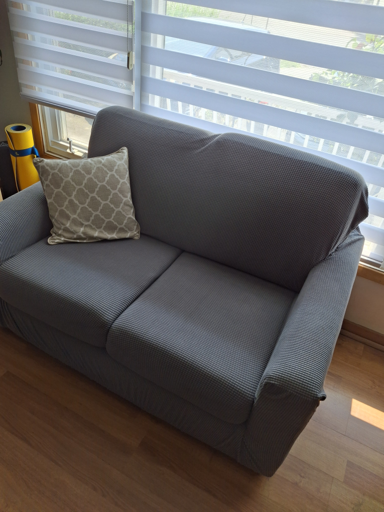 Grey love seat