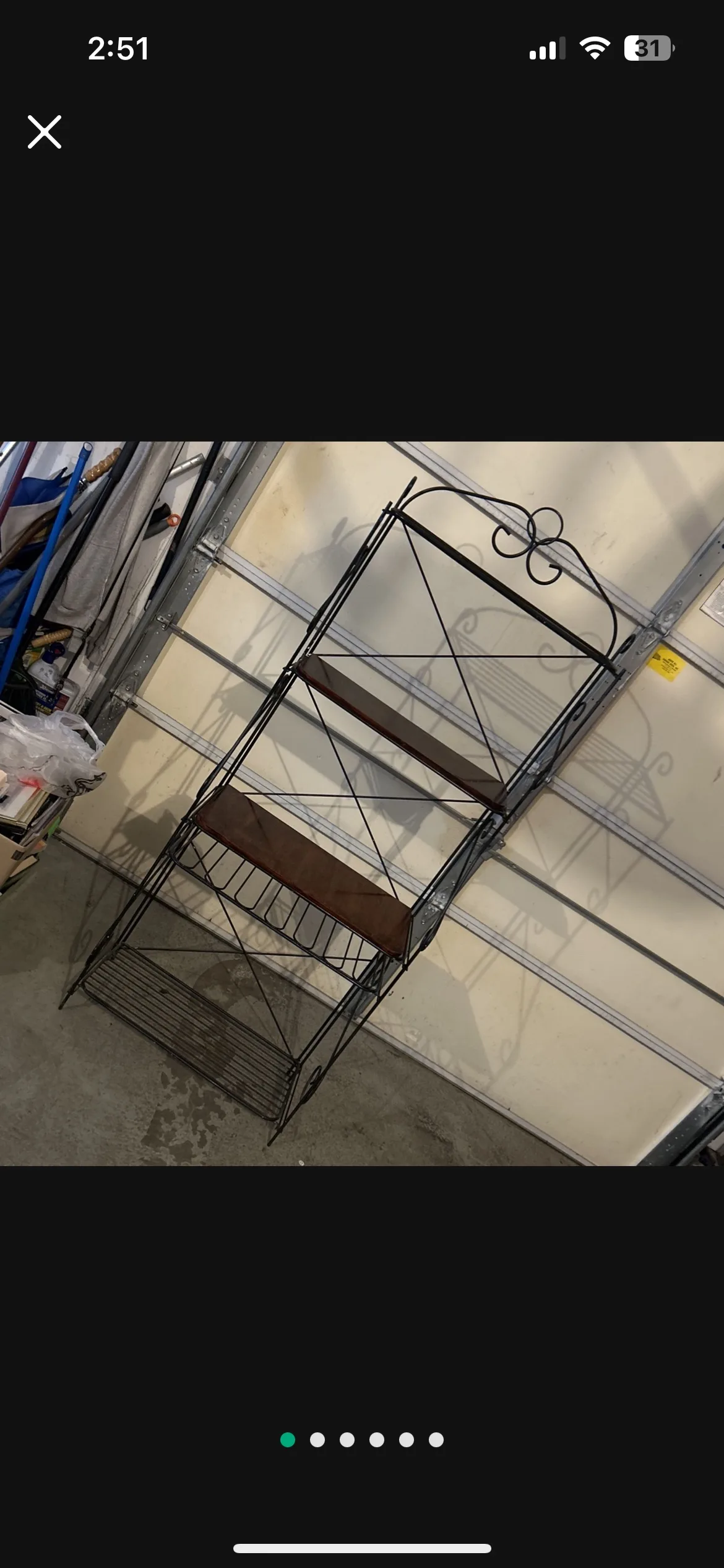 Black Metal Baker's Rack with Wood Shelves image indicator(4)