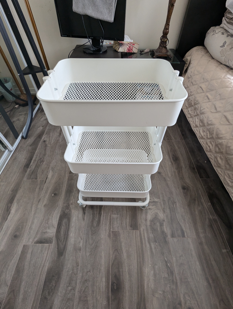 White 3-Tier Rolling Cart