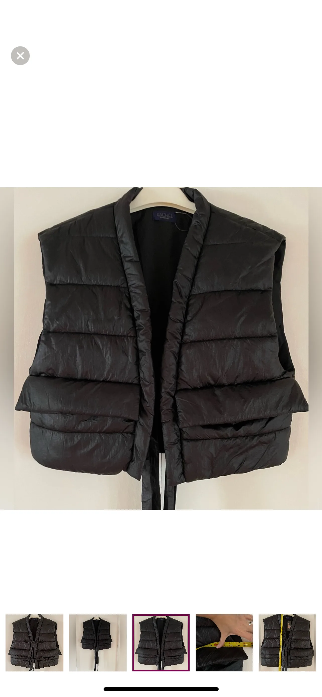 Black Tie Up Boxy Puffer Vest image indicator(3)