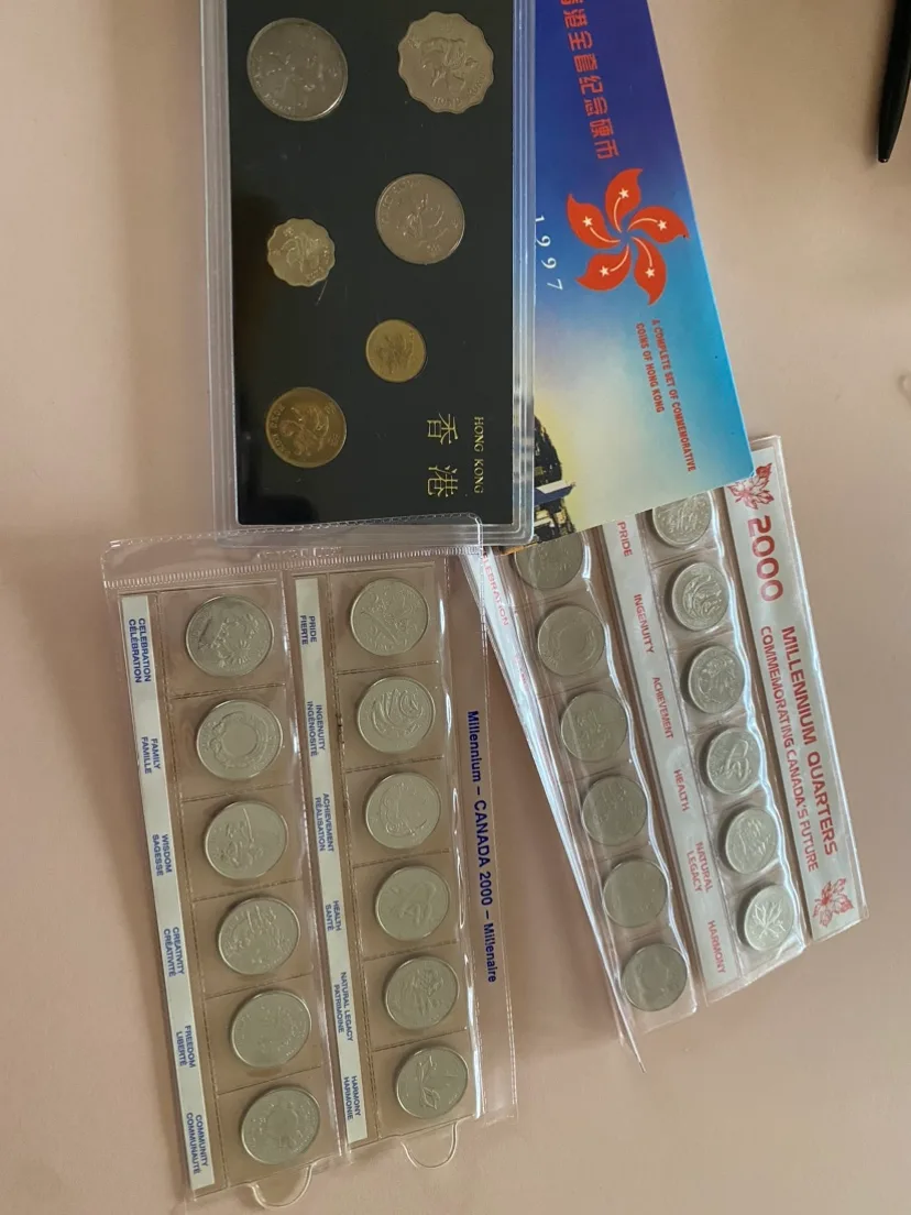 Canadian Millennium Quarters and Hong Kong Coin Set image indicator(2)