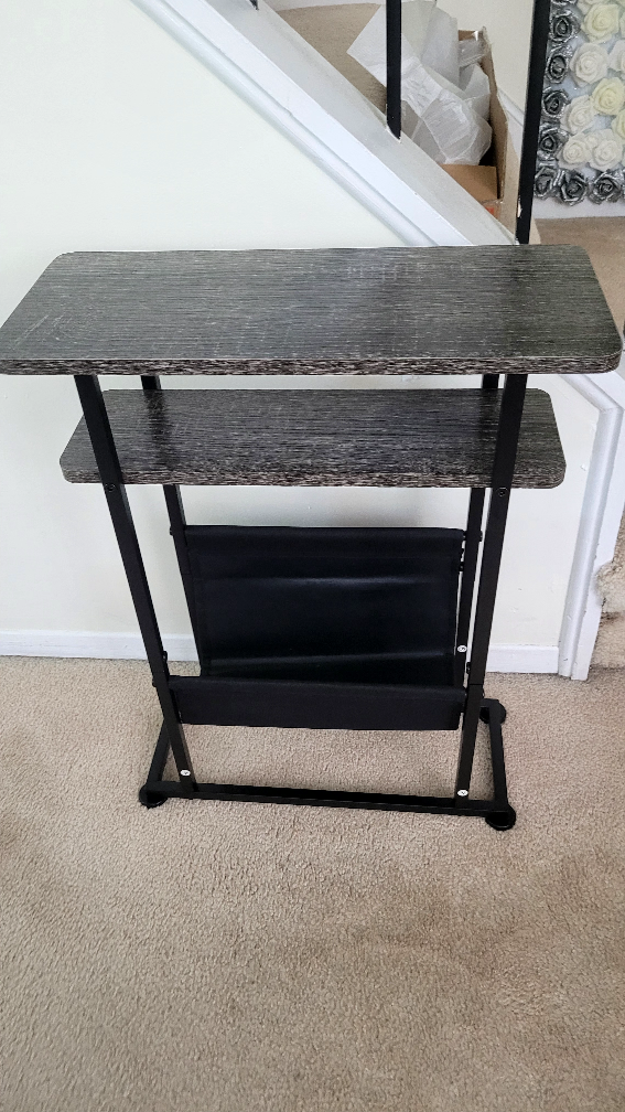 New Small Two Tier End Table with Magazine Holder