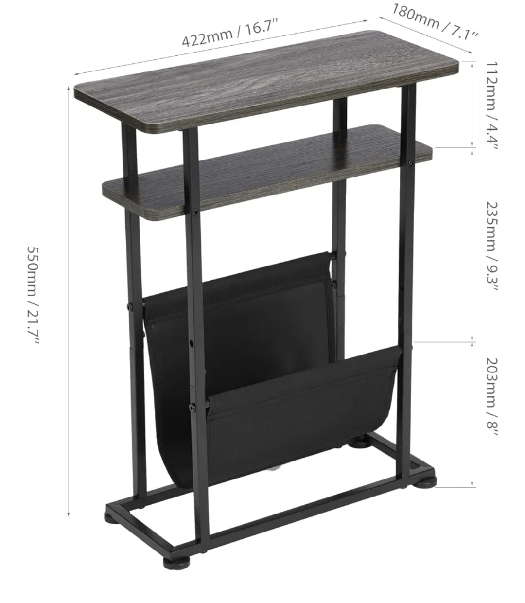 New Small Two Tier End Table with Magazine Holder - photo 5