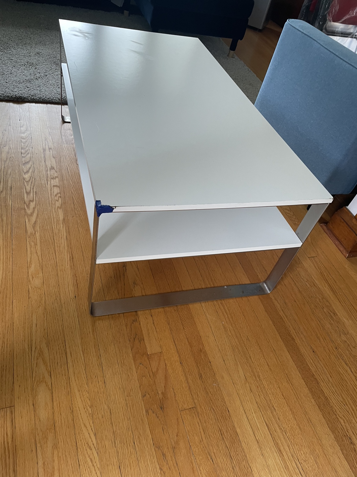 White Coffee Table with Metal Frame