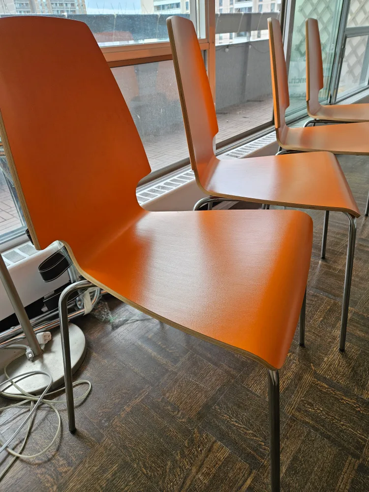 Moving sale-Set of 4 IKEA Vilmar Orange Chairs image indicator(5)
