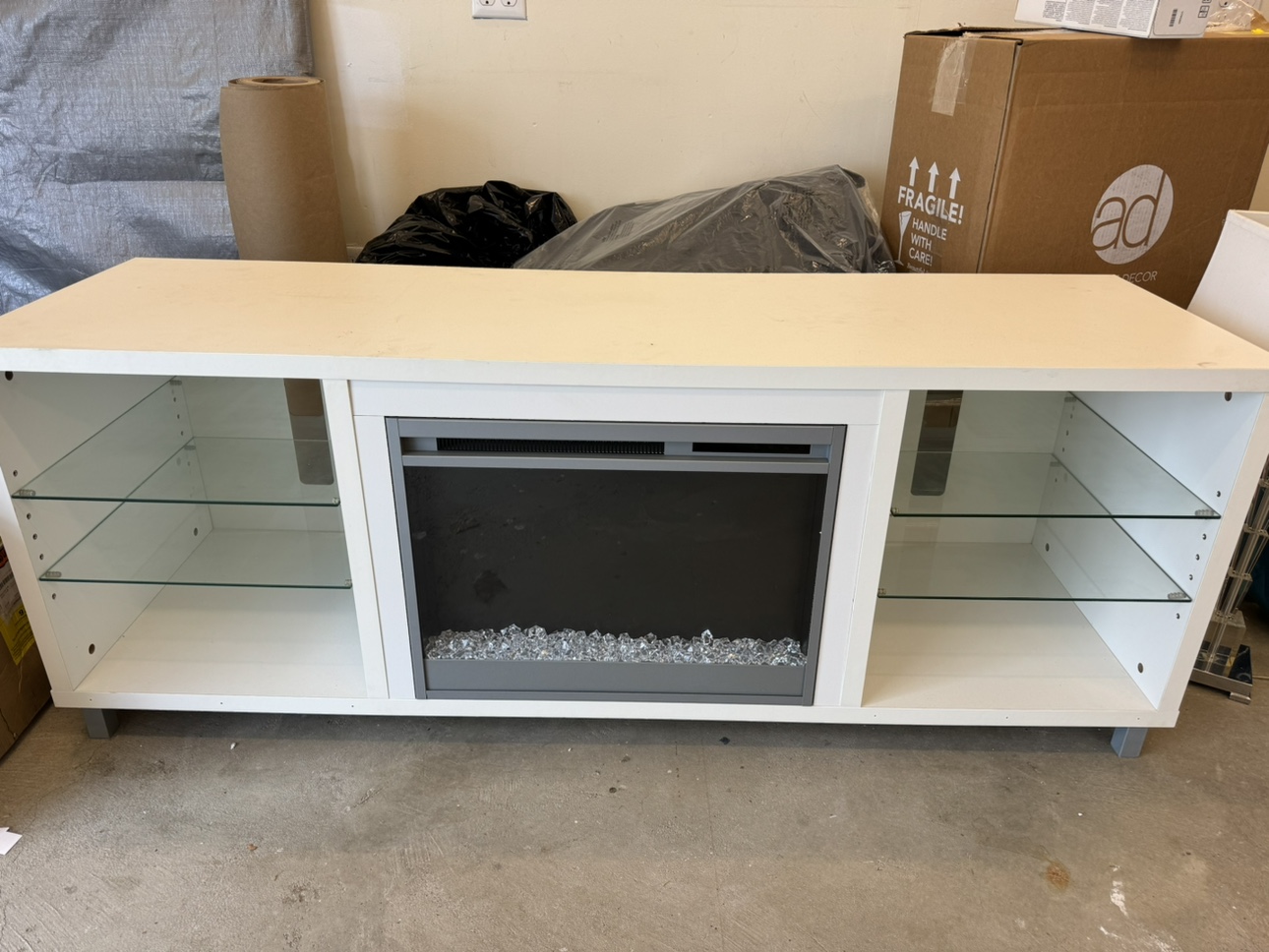 White Electric Fireplace TV Stand - photo 5