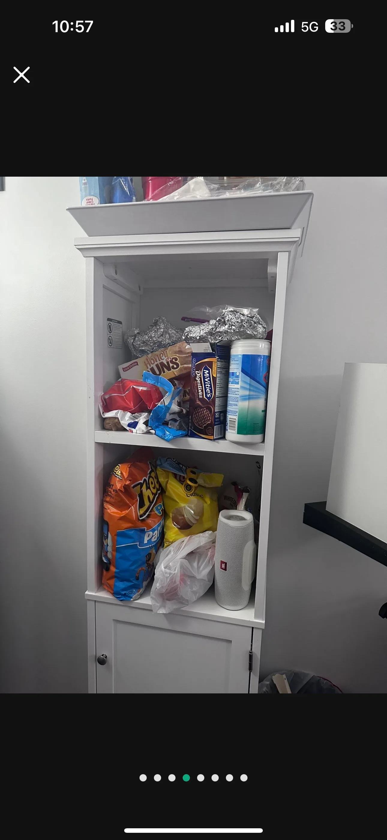 White Wood Linen Tower Cabinet Shelf image indicator(4)