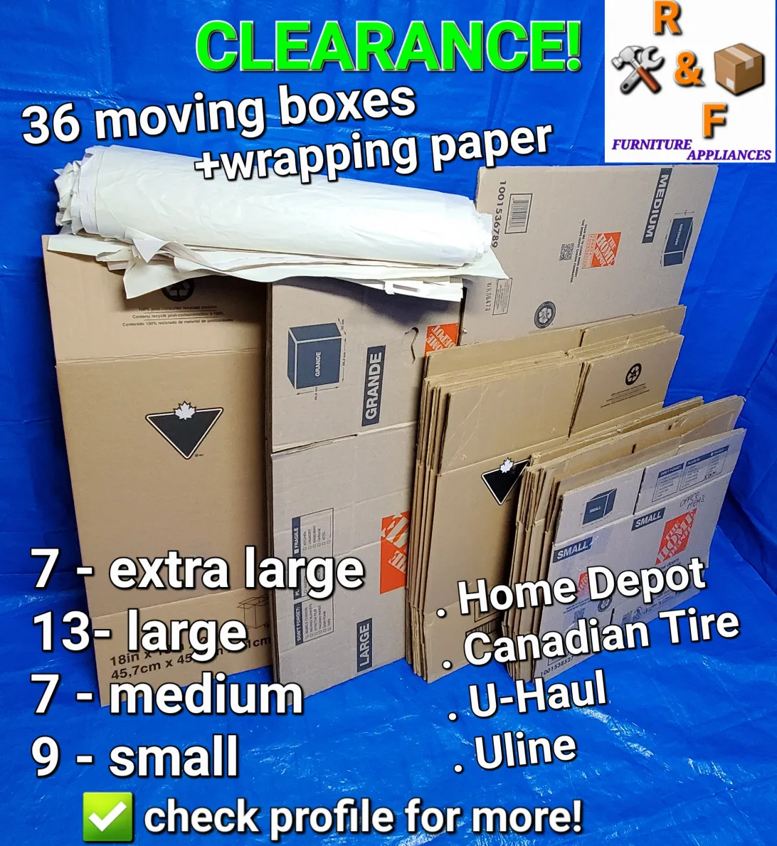 CLEARANCE (36) Moving Boxes + Wrapping paper sheets thumbnail
