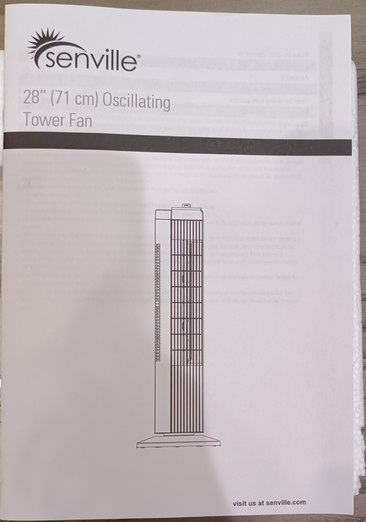 Senville 28" Oscillating Tower Fan