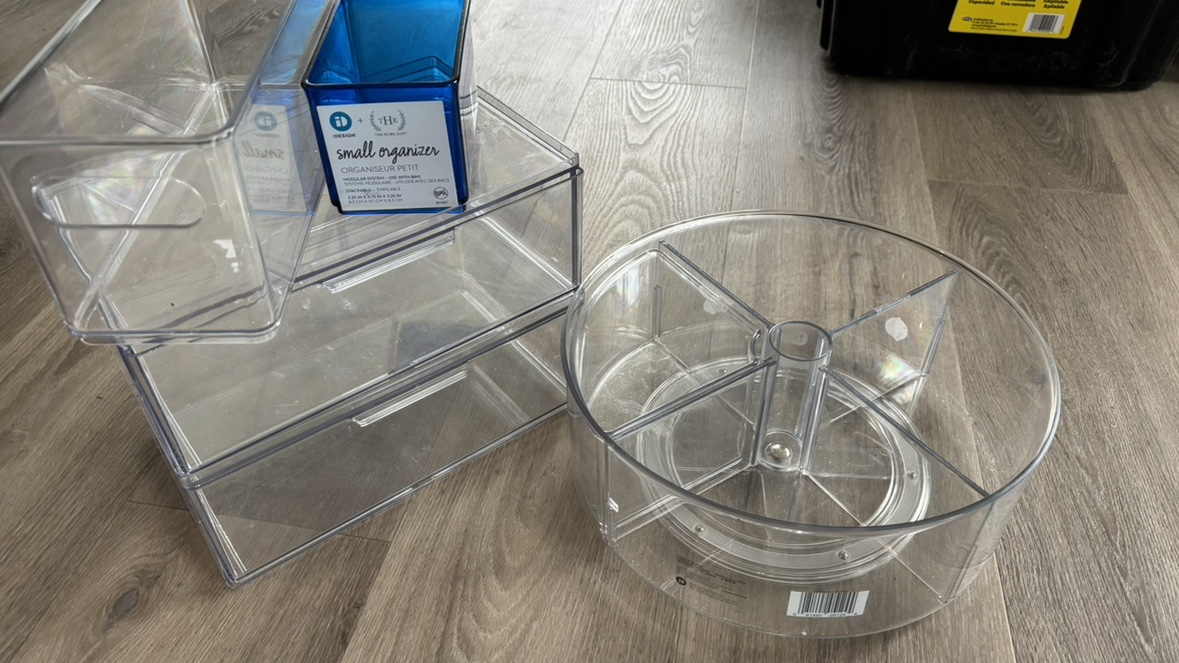 White Plastic Hangers and Clear Storage Containers