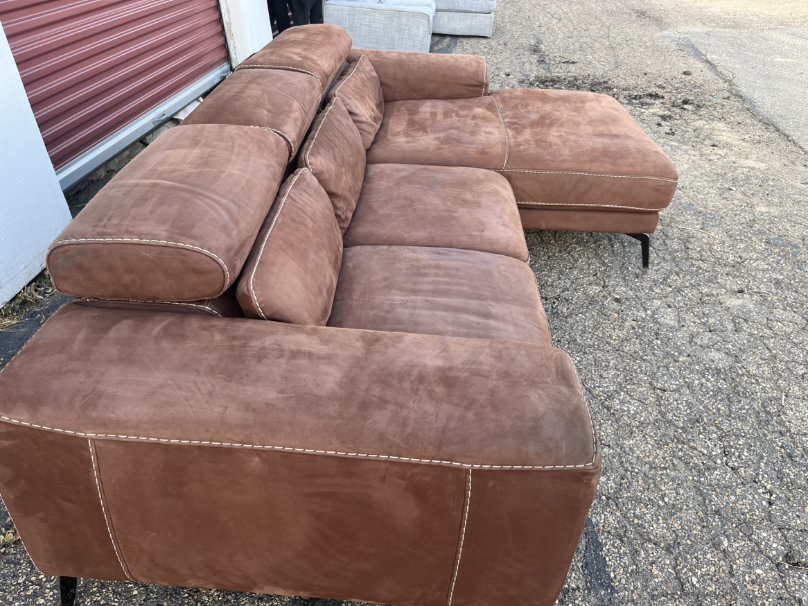 Brown suede Leather Sectional Sofa (free delivery) - photo 2