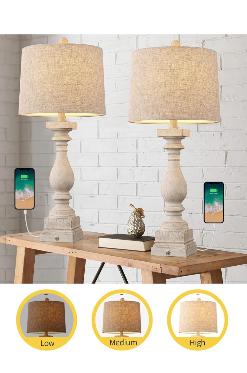 Pair of Table Lamps with USB Ports - photo 3