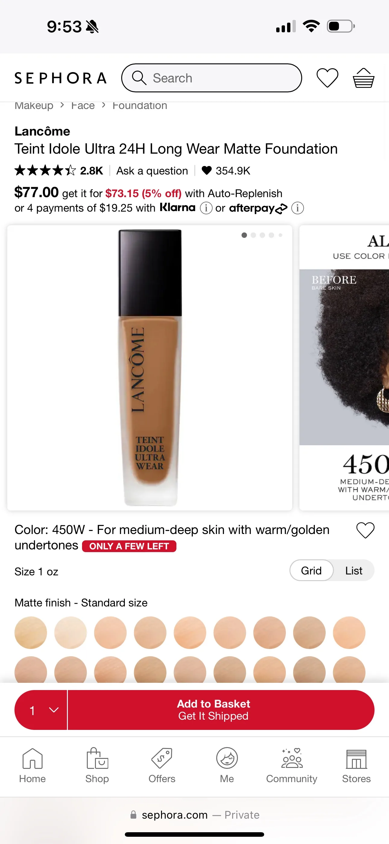 Lancôme Teint Idole Ultra Wear Foundation (450W)- BRAND NEW image indicator(2)