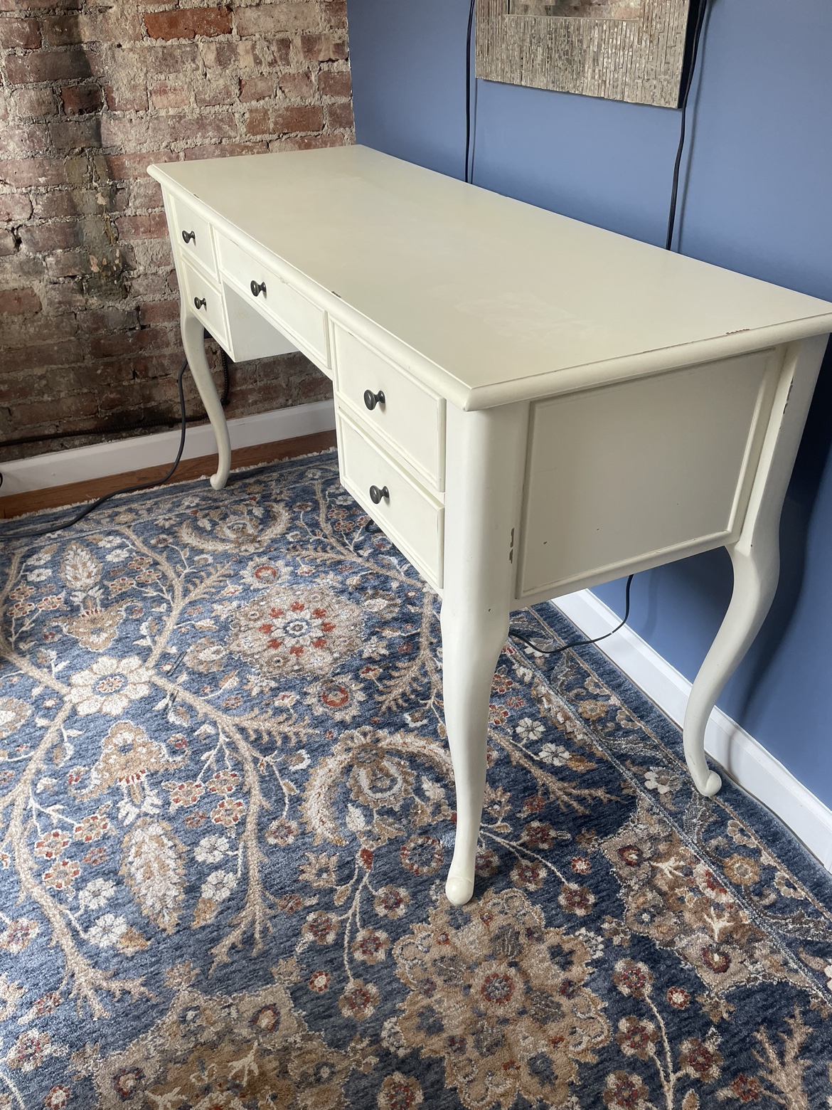 White Vanity Desk with Drawers - photo 4