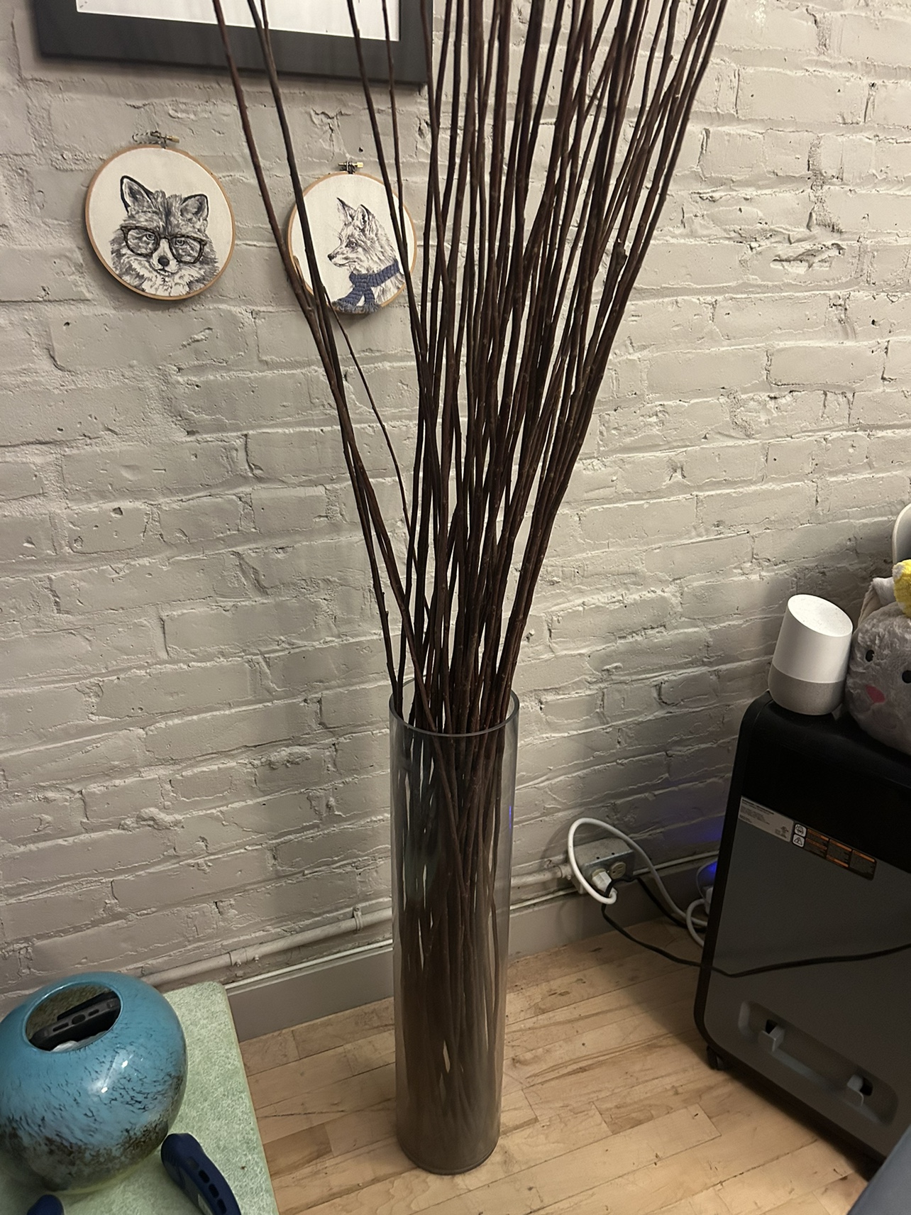 Tall Glass Vase with Branches Exchange District