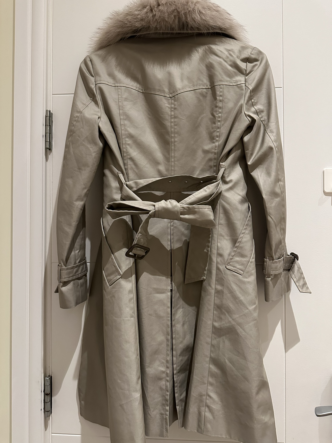 Fox Fur Collar Trench Coat - photo 4