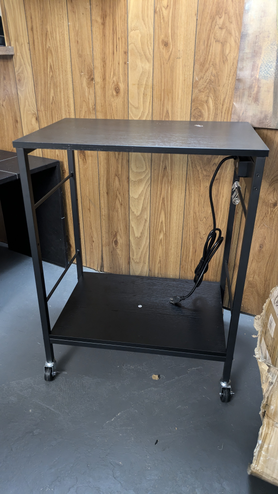 Black bedside table with Outlets - photo 3