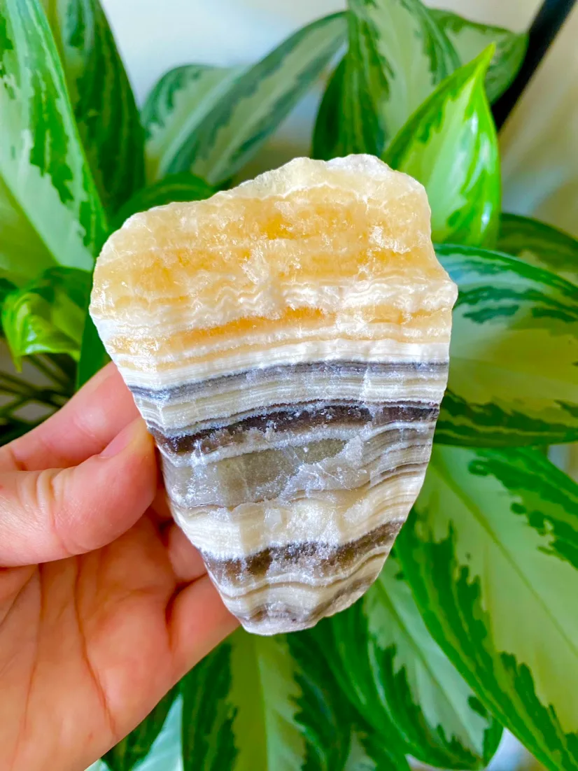 Banded Black Orange and White Calcite Crystal image indicator(2)