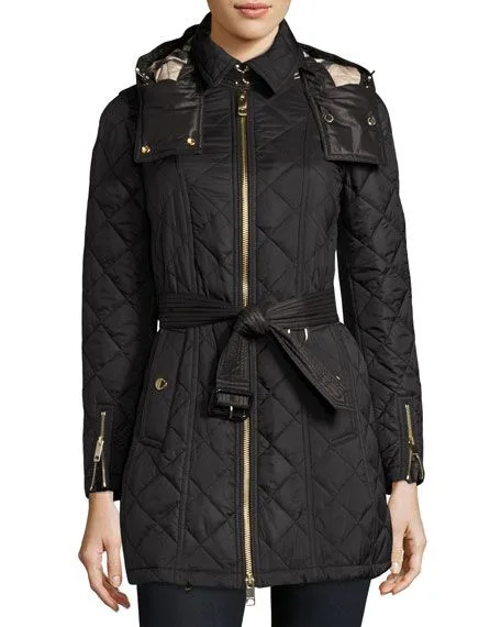 Black Burberry Quilted Coat thumbnail