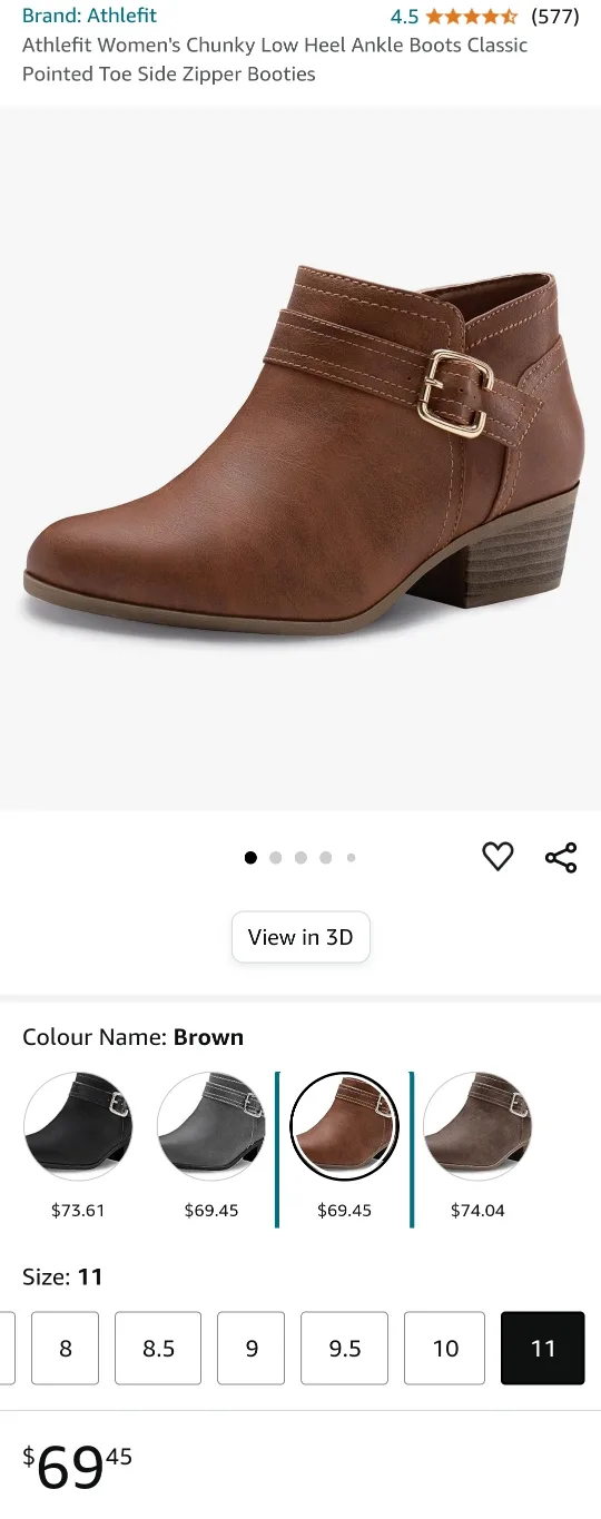 Athlefit Women's Brown Ankle Boots Size 11 image indicator(2)