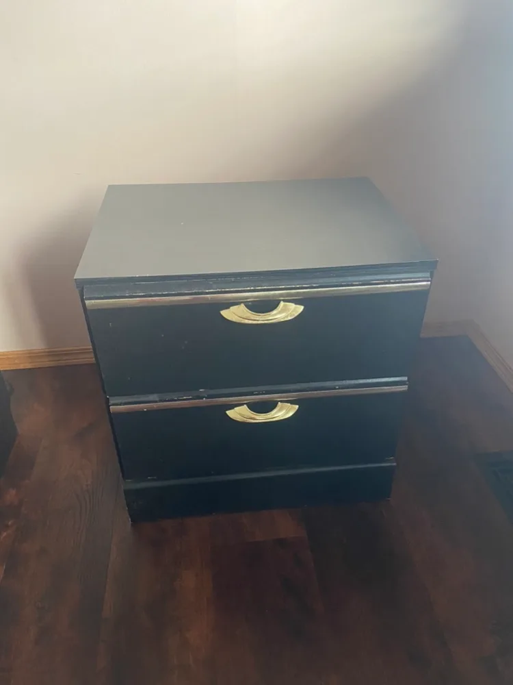 Black Two Drawer Nightstand
