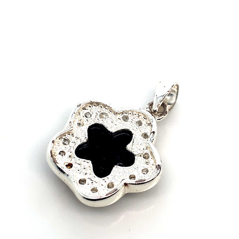 Sterling Silver Black Onyx Flower Pendant - photo 3