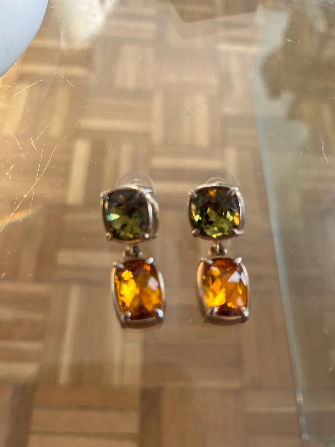 Tika Green and Amber Stone Earrings rhinestones image indicator(3)