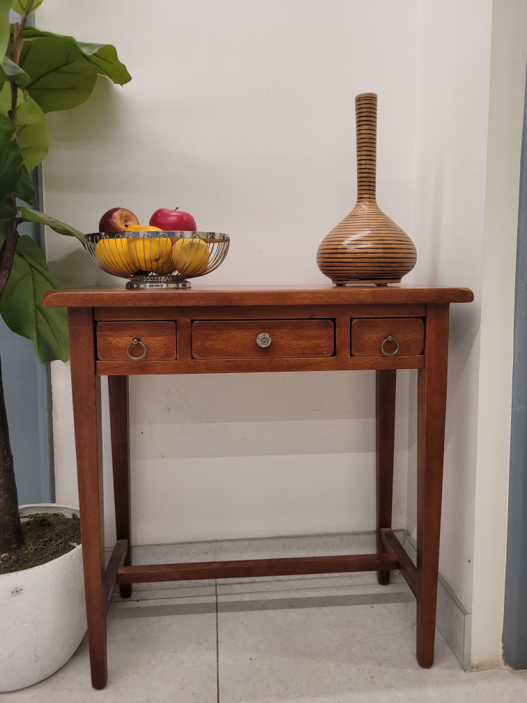 Rustic Solid Wood Console Entrway Table With 3 Storage Drawers - photo 2
