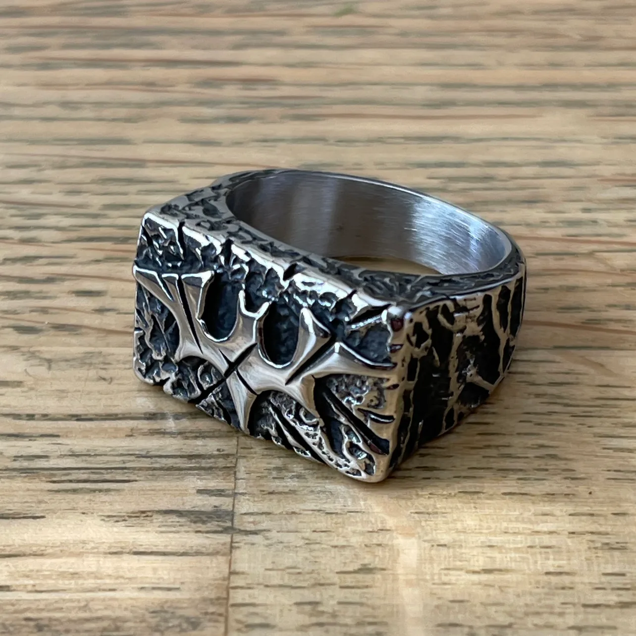 Gothic Bat Ring in Stainless Steel (size 11) thumbnail