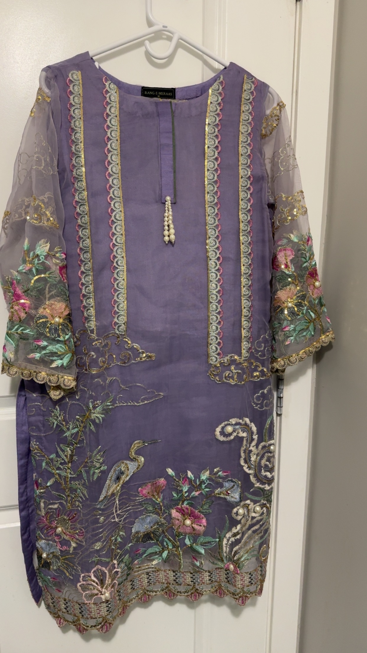 Purple Embroidered Three-Piece Suit