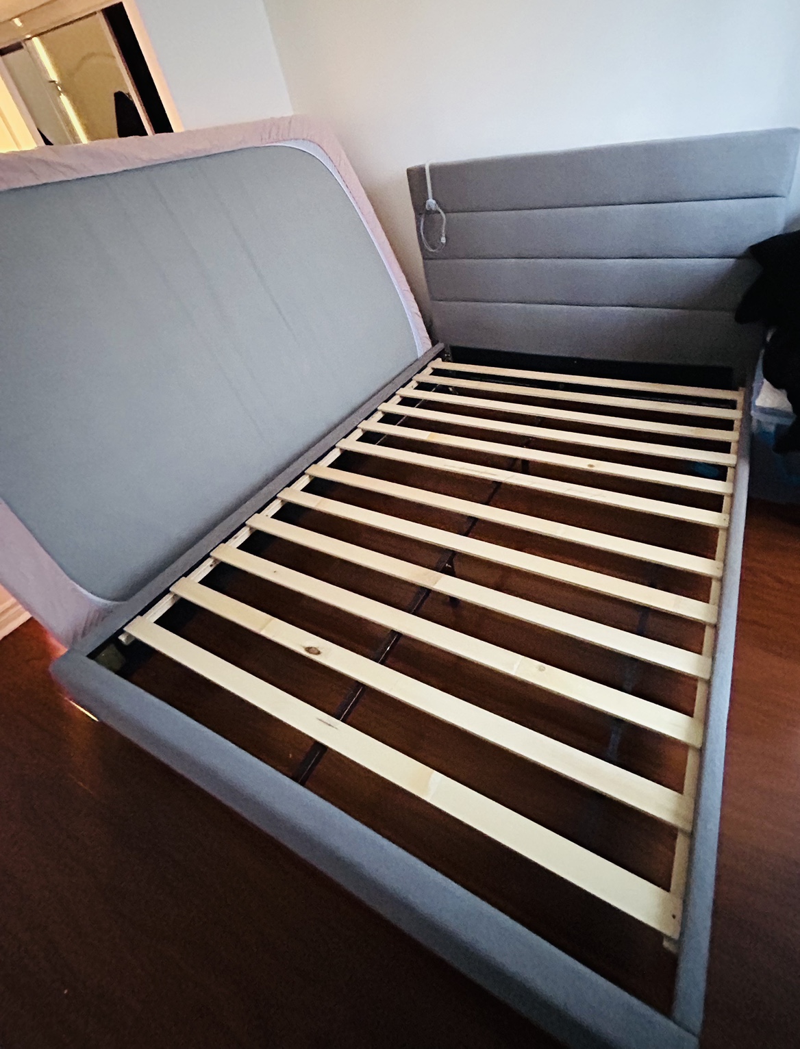 Grey Upholstered queen size Bed Frame - photo 2