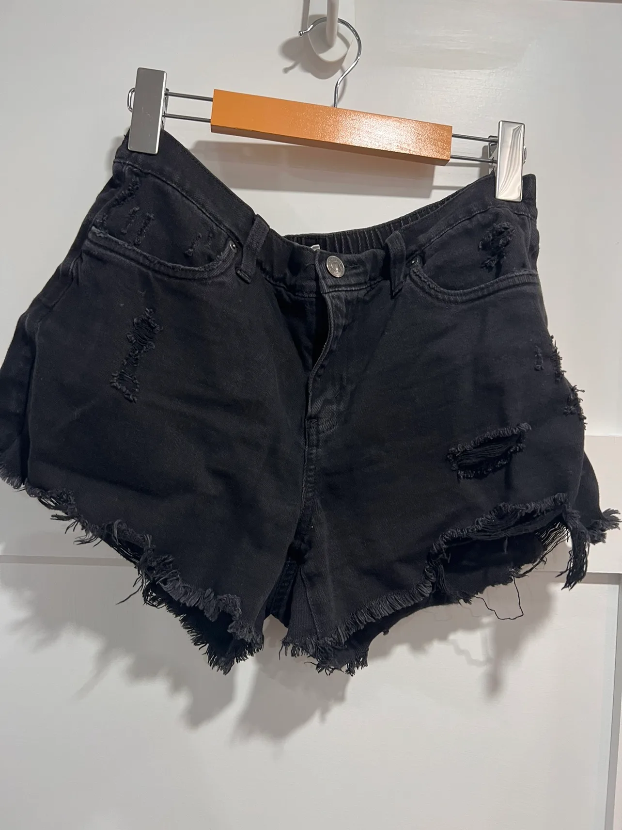 Aerie Black Denim Shorts thumbnail