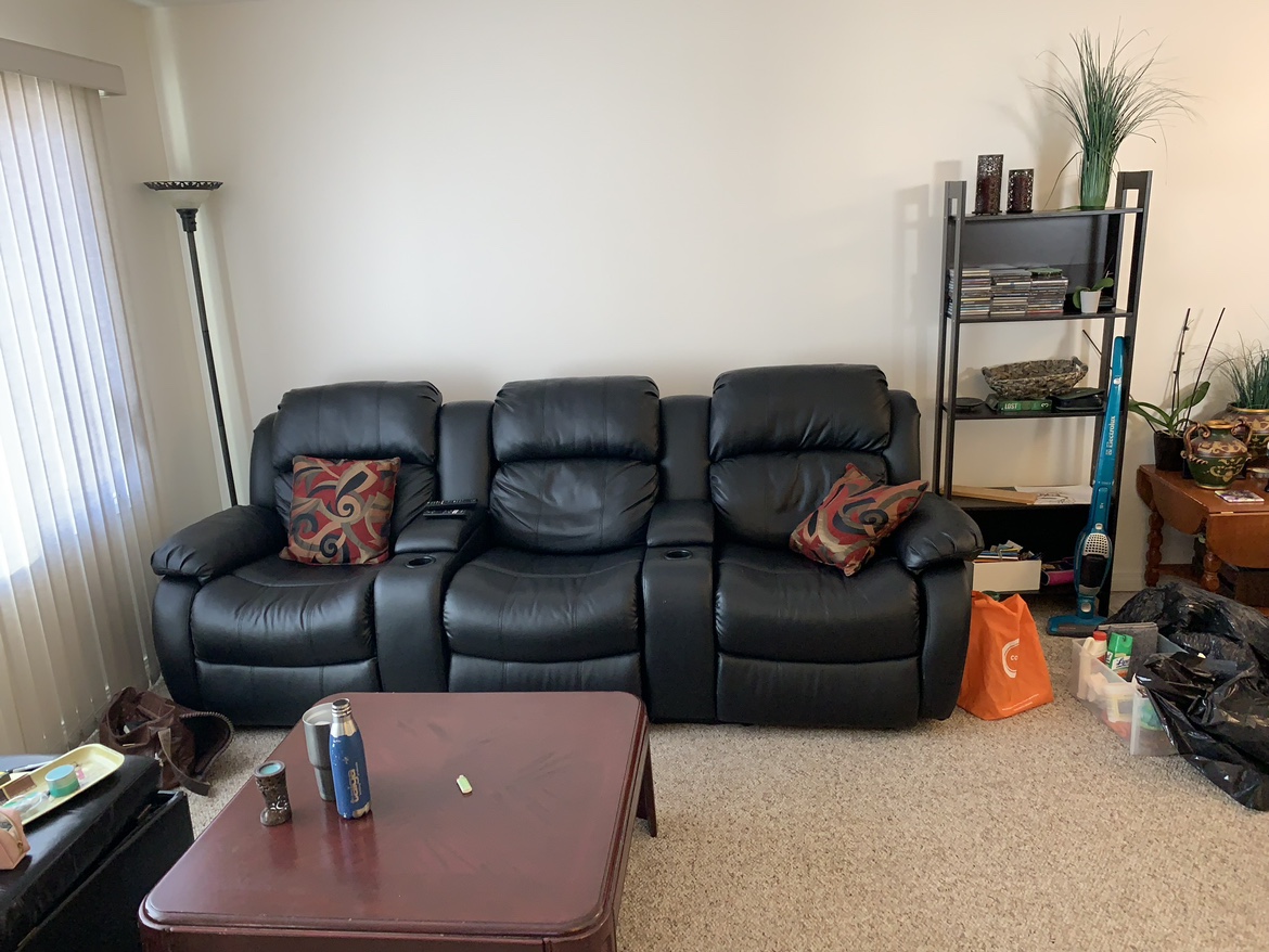 Black Leather Recliner Sofa - photo 2