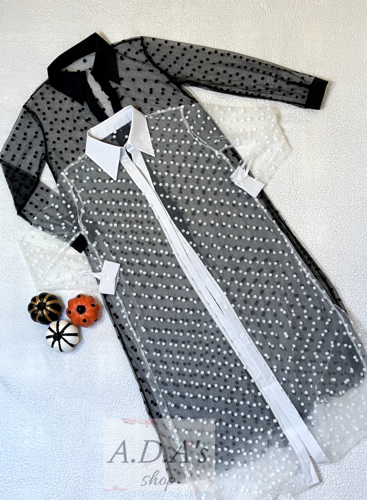 Polka Dot Mesh Shirt Dress