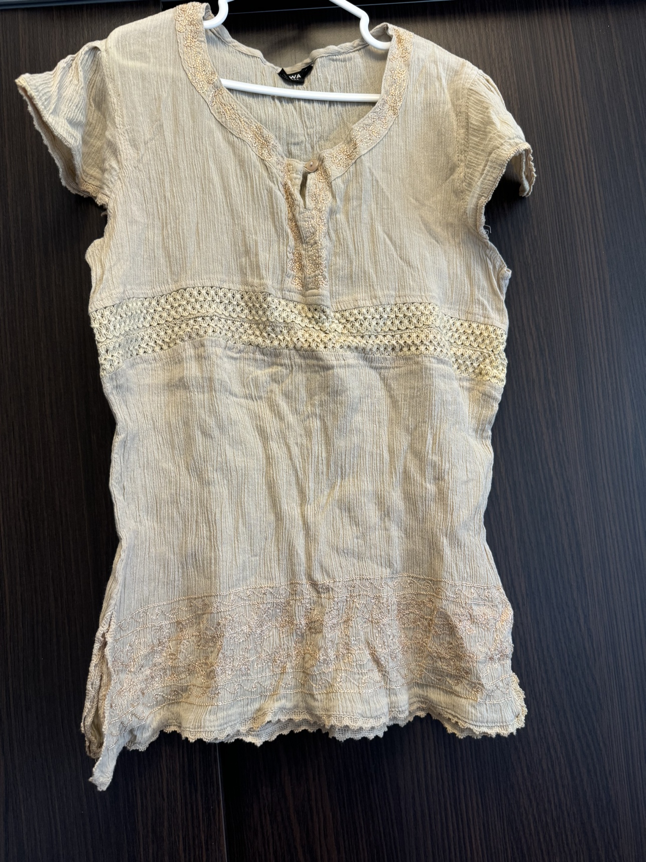 Beige Embroidered Top