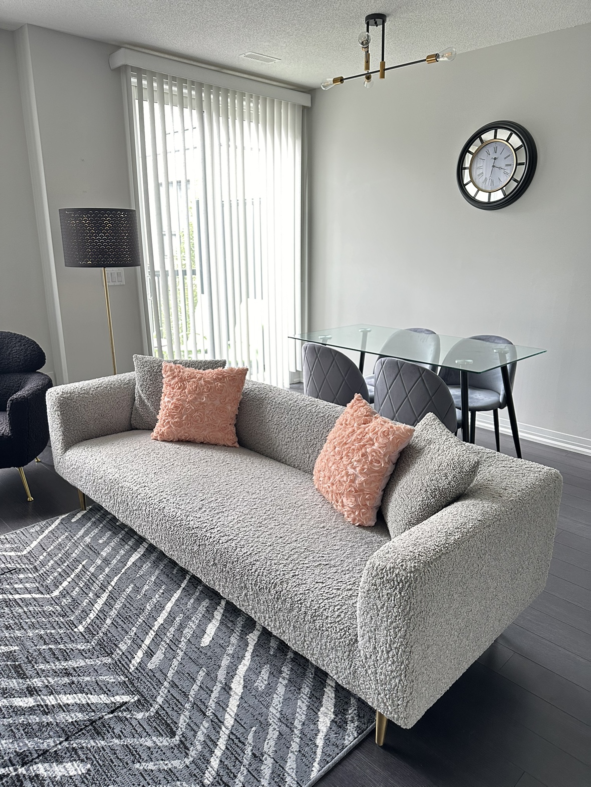 Grey Plush Structube Sofa - photo 2