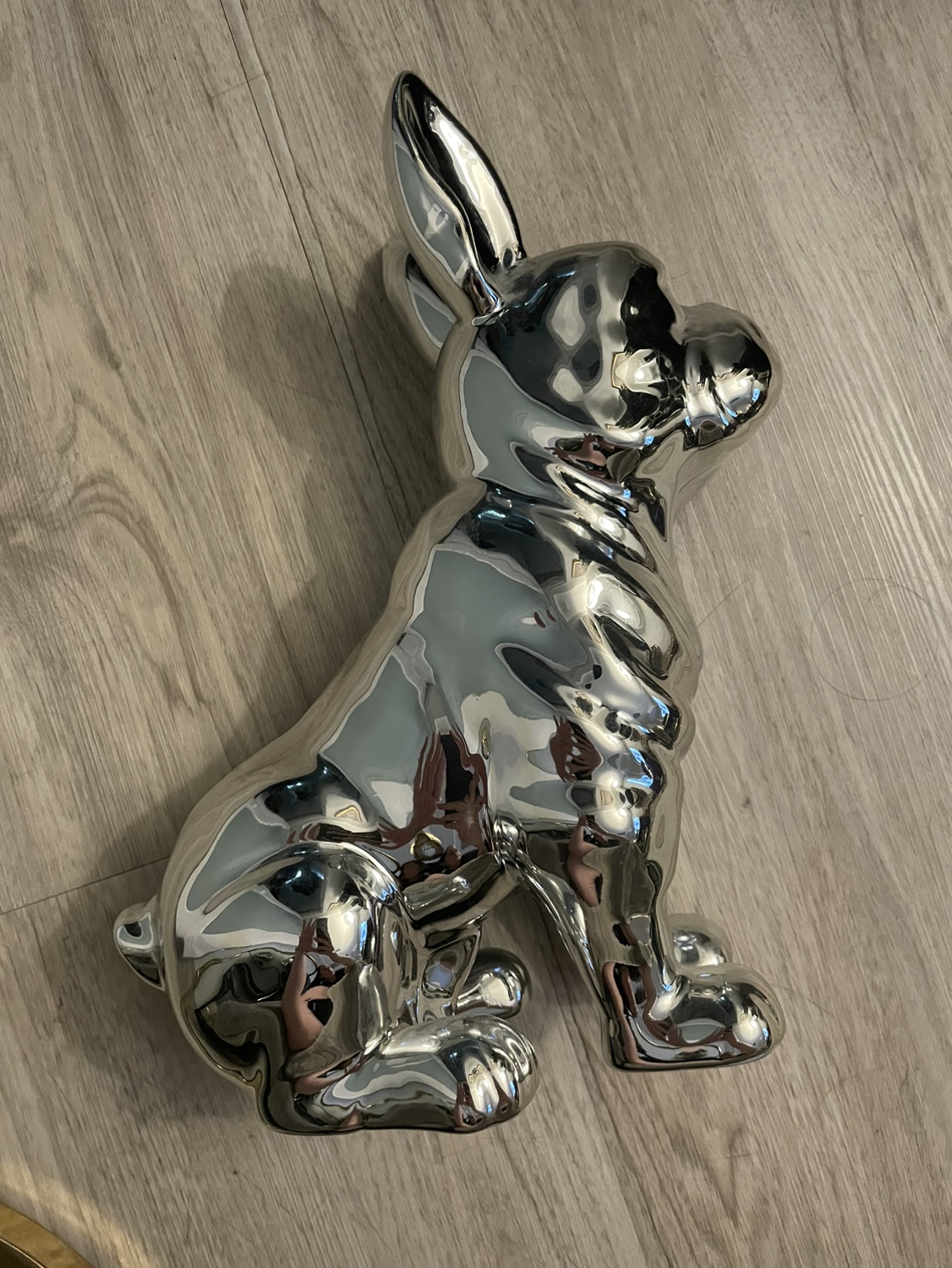 MOVING SALE: 12” Silver Ceramic French Bulldog Statue - photo 3