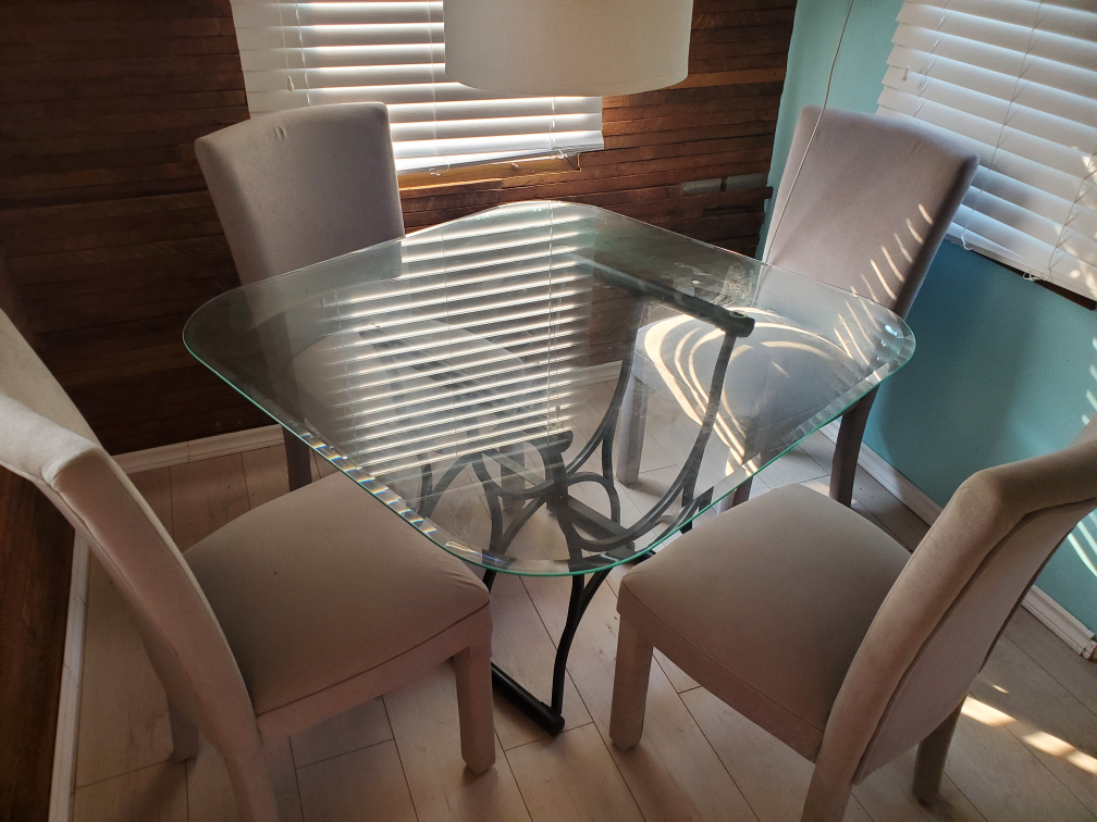 Glass Table and Four Chairs