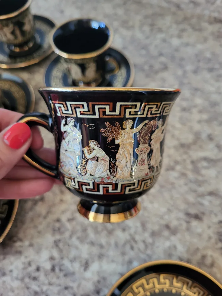 10pc tea set handmade in Greece in 24k gold image indicator(2)