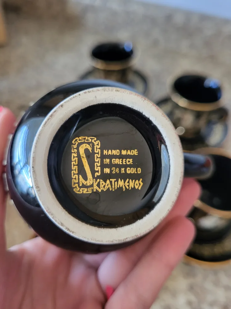 10pc tea set handmade in Greece in 24k gold image indicator(3)