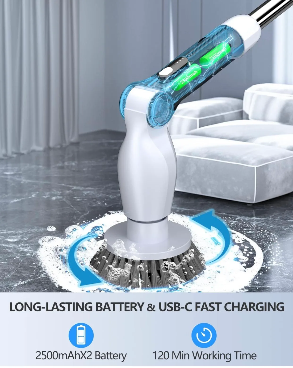 Electric Spin Scrubber, Cordless Cleaning Brush with 8 image indicator(5)