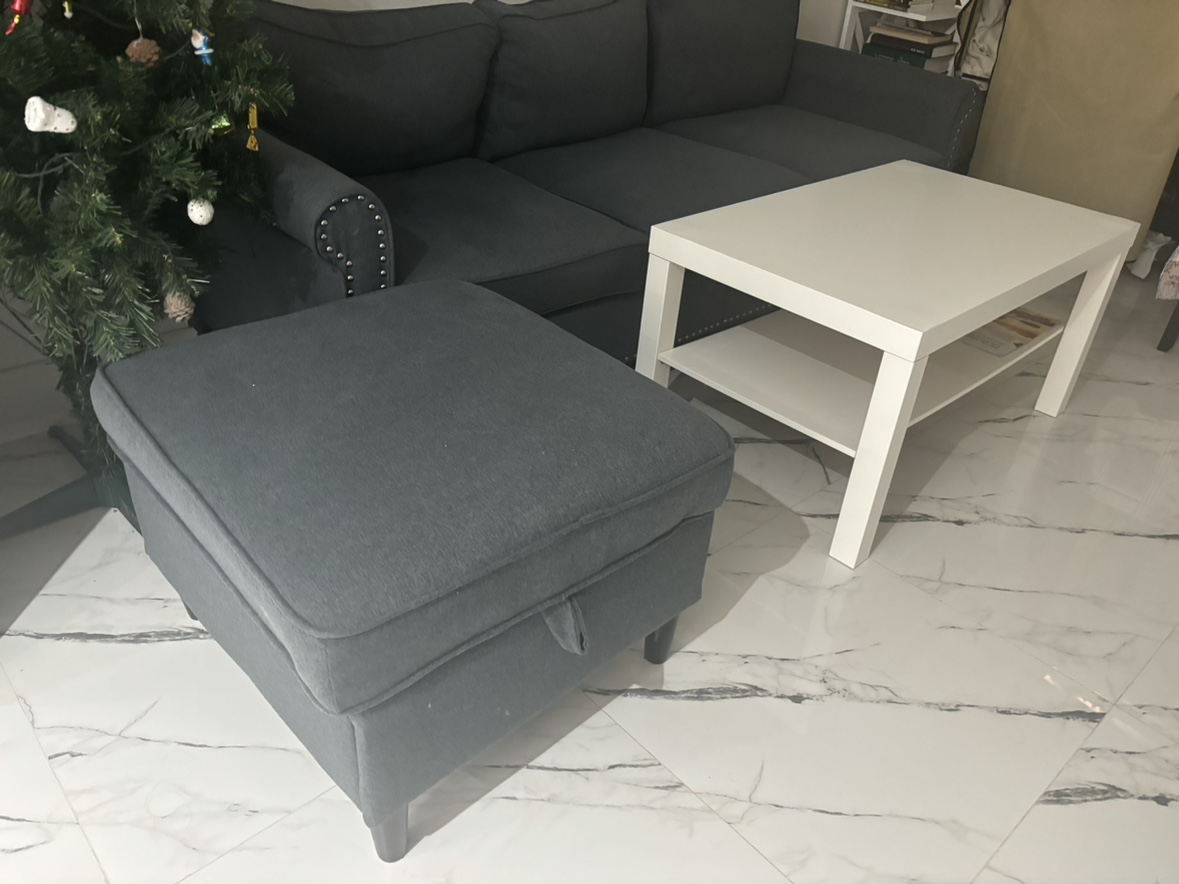 Grey Sofa with Ottoman and Coffee Table - photo 2