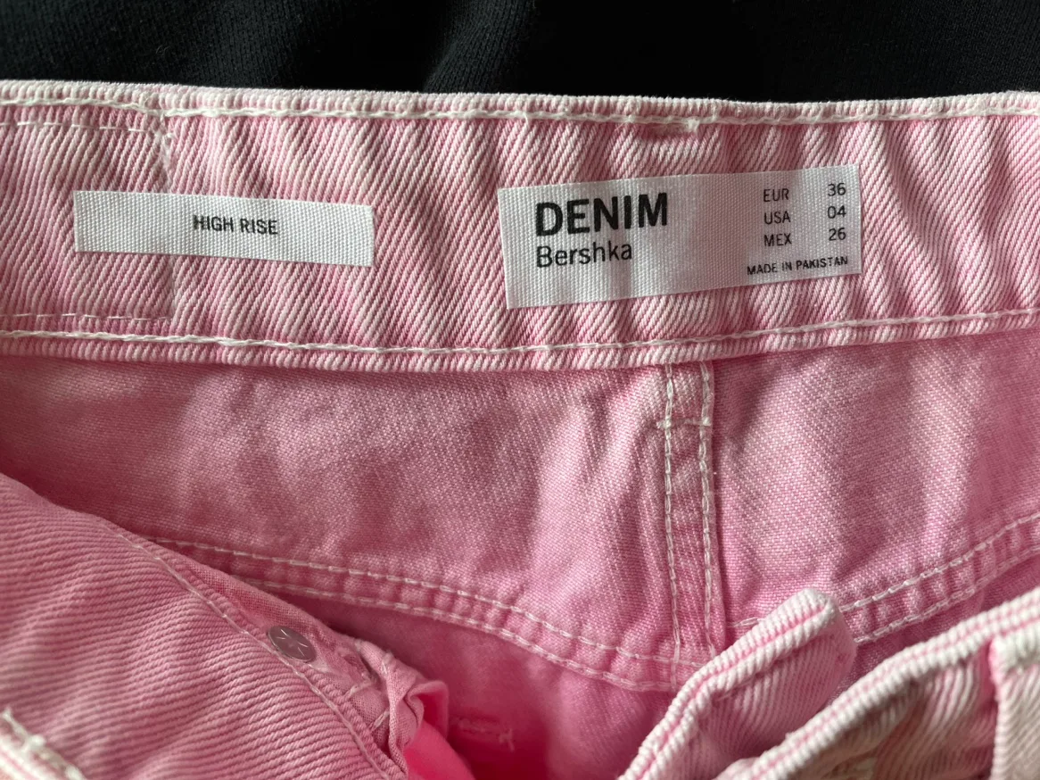 Pink Bershka High Rise Denim Shorts image indicator(3)