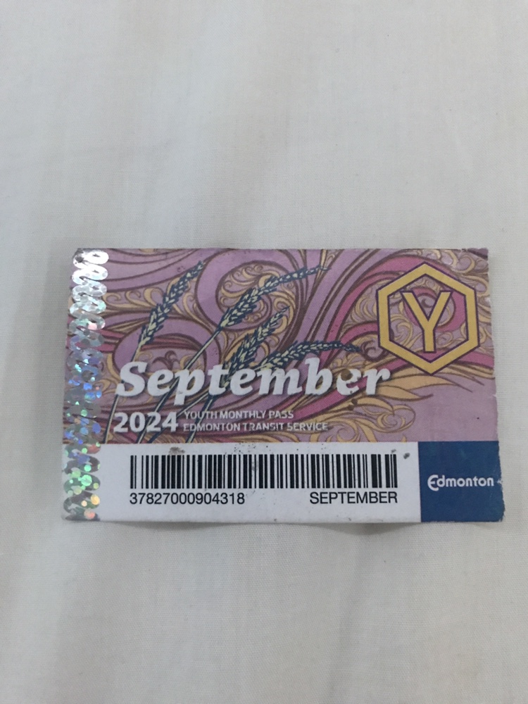Edmonton Transit Youth Monthly Pass - September 2024