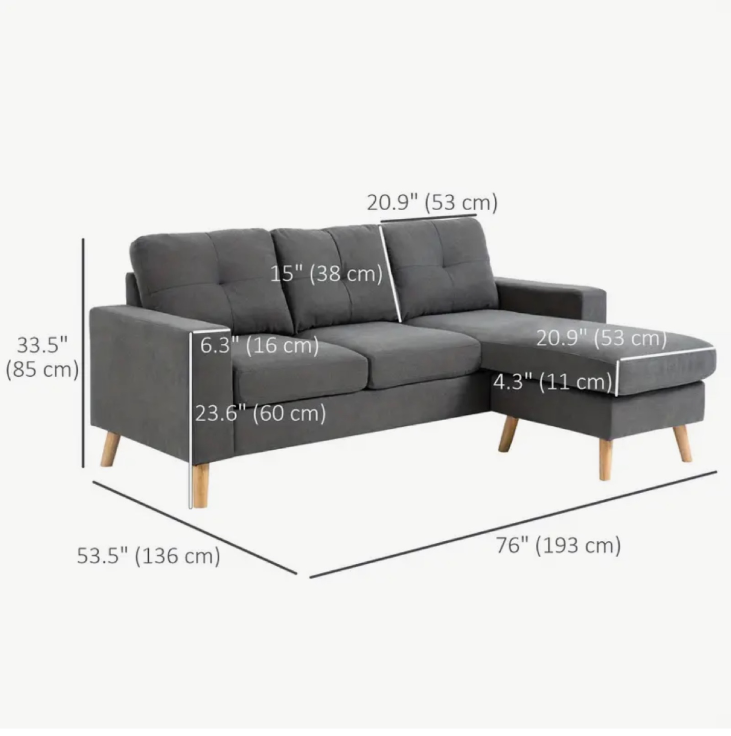Grey Sectional Sofa - photo 3
