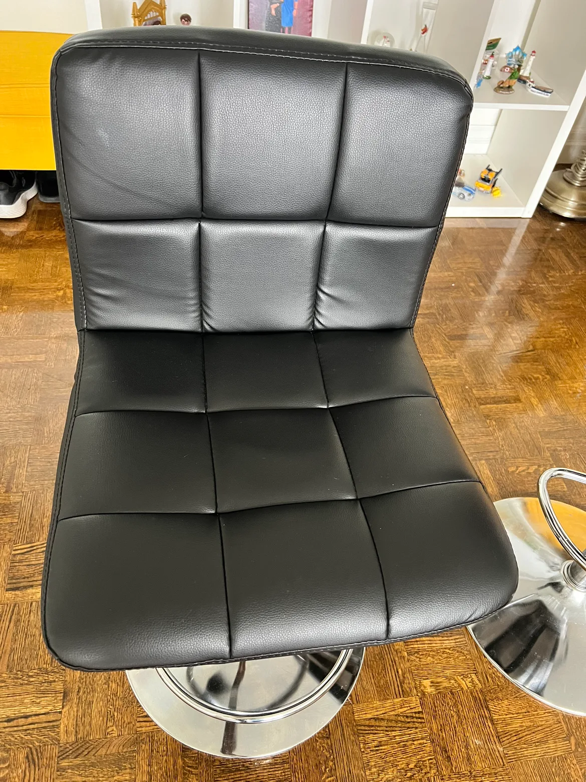 Black Counter Height Bar Stools Set of 2 PU Leather Swivel image indicator(7)