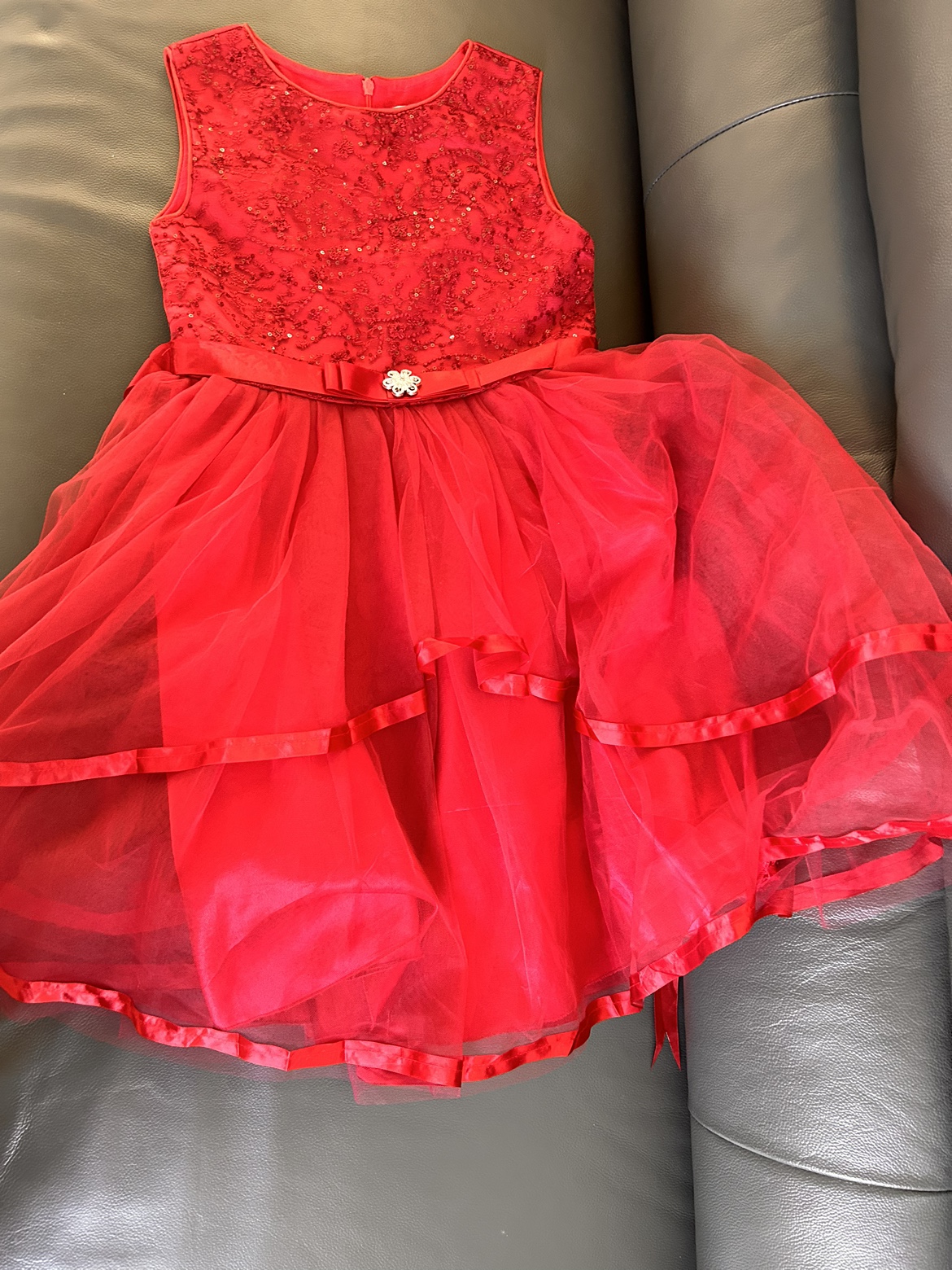 Red Sequin and Tulle Dress - photo 2